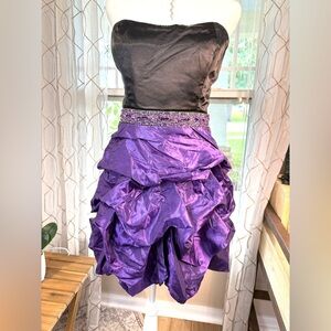 Trixxi Dress Womens Juniors 11 Purple Strapless Beaded Ball Gown Party Satin